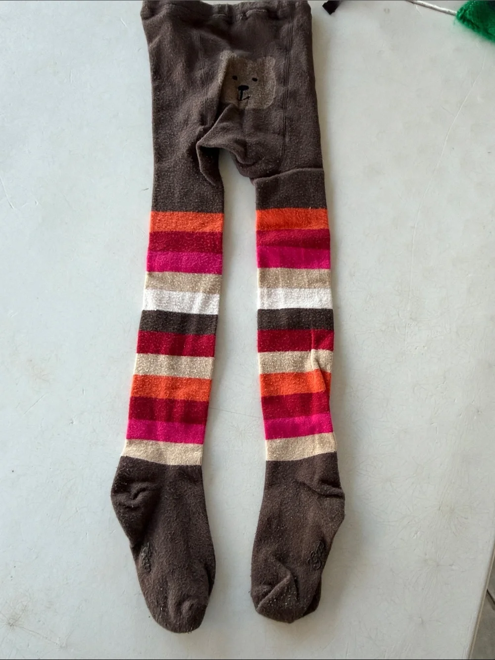 BabyGAP Brown Tights with Pink, Red, Orange and Cream Stripes